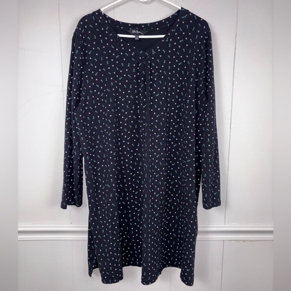 Ulla Popken Plus Size Floral Stretch Blue Midi Dress 20/22 Cottagecore Basic